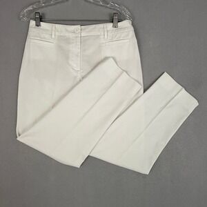 Talbots Women's Size 8 White Cotton Blend Classic Fit Trousers Pants Cropped